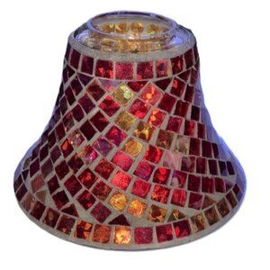 YANKEE CANDLE Mosaic Glass Lamp Shade Red Orange Gold 5 x 6.5 inches